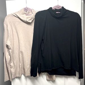 2 Bundle: XXL Madewell Thin Turtleneck Long Sleeve (black and neutral tan)